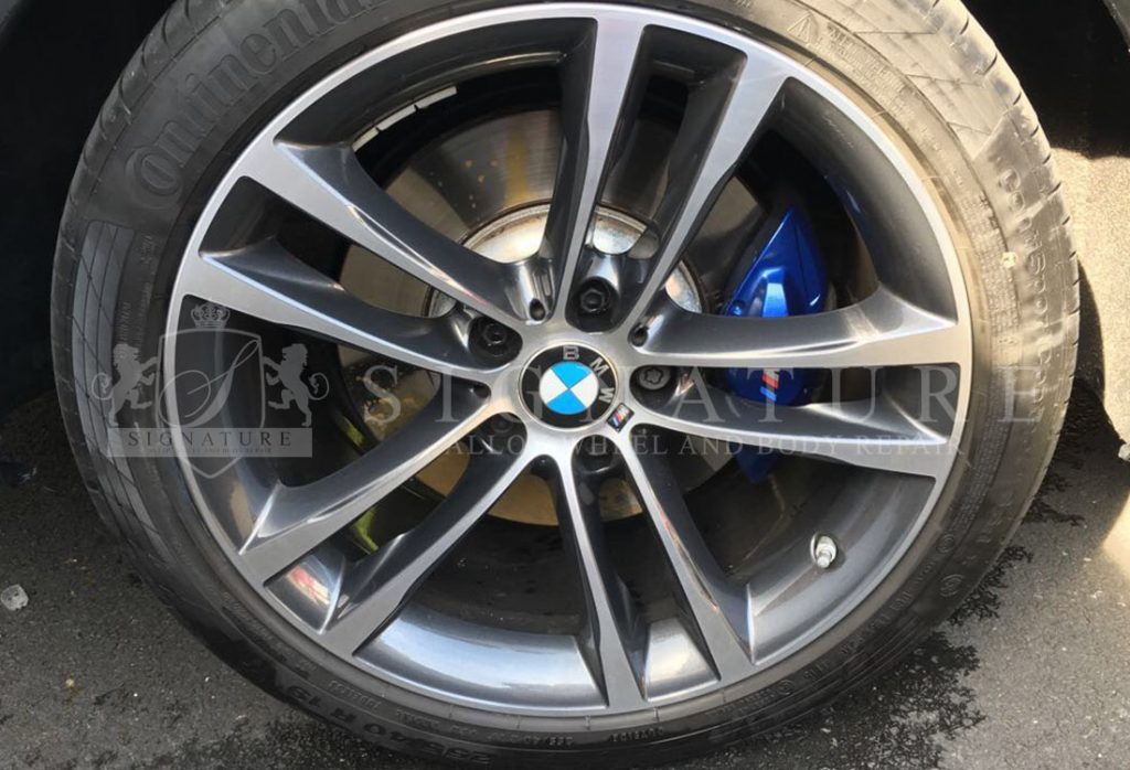 Diamond cut BMW alloy wheel after being re-machined and lacquered