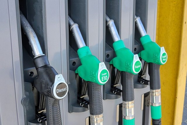 Fuel pumps on a petrol station forecourt